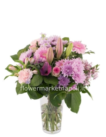 Bouquet fiori misti con vaso